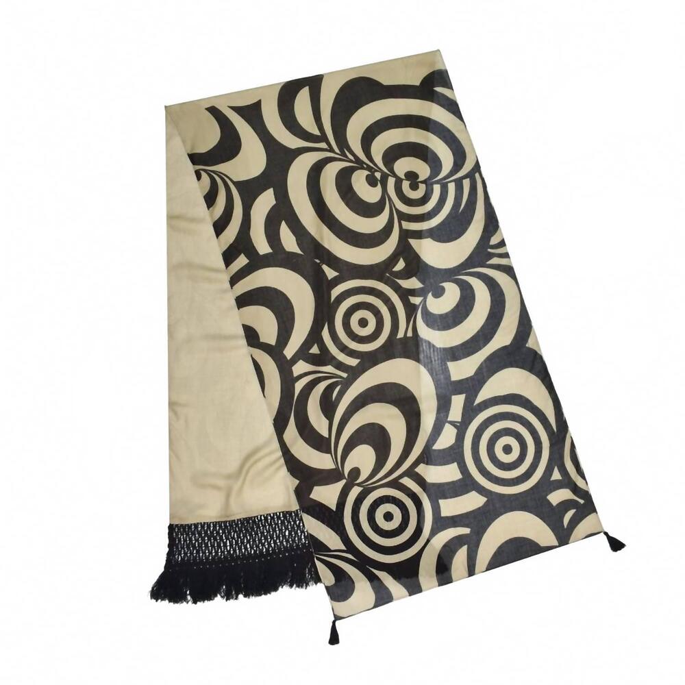 NEW DUPATTA DESIGNS ford macrame end scarf in beige/black